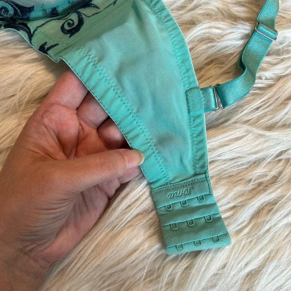 NWOT Soma Sensuous Lace Unlined Bra with Underwire, Wasabi/Poseidon, Size 38D - Picture 7 of 11